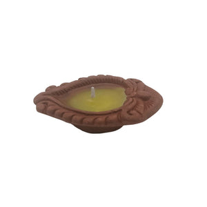 Yellow Candle Terracotta Diya