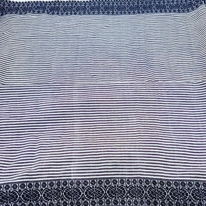 White With Black Stripes Woven Border Fabric