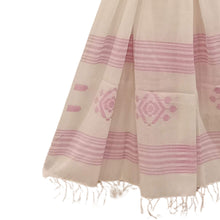 Load image into Gallery viewer, White With Pink Jamdani Motif Stole
