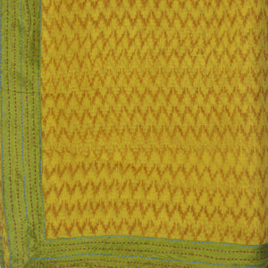 Yellow With Green Border Printed Kota Saree