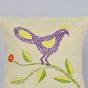 Bird On Kantha Cushion Cover