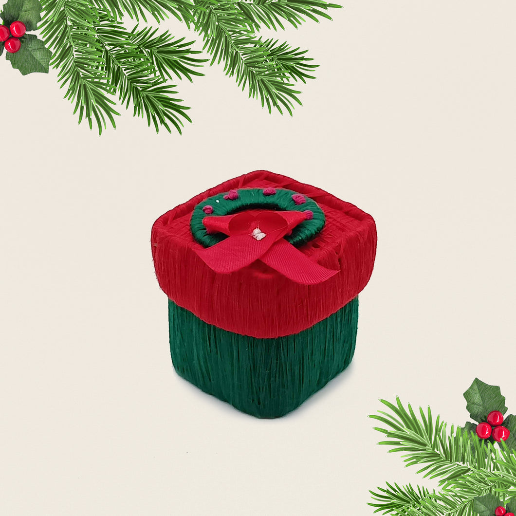 Small Square Wreath Motif Coir Box