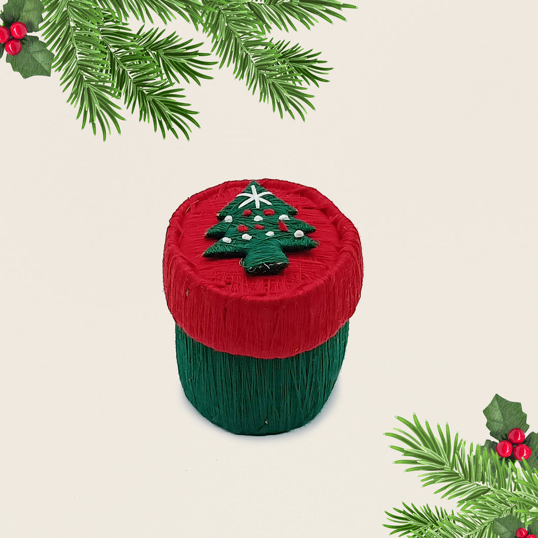 Small Oval Christmas Tree Motif Coir Box
