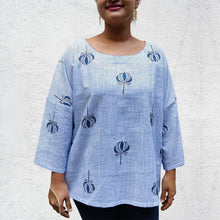 Load image into Gallery viewer, Cotton Kimono Sleeves Crop Top Blue
