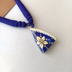 Papier Mache Jewellery Set Earring And Pendant- Blue