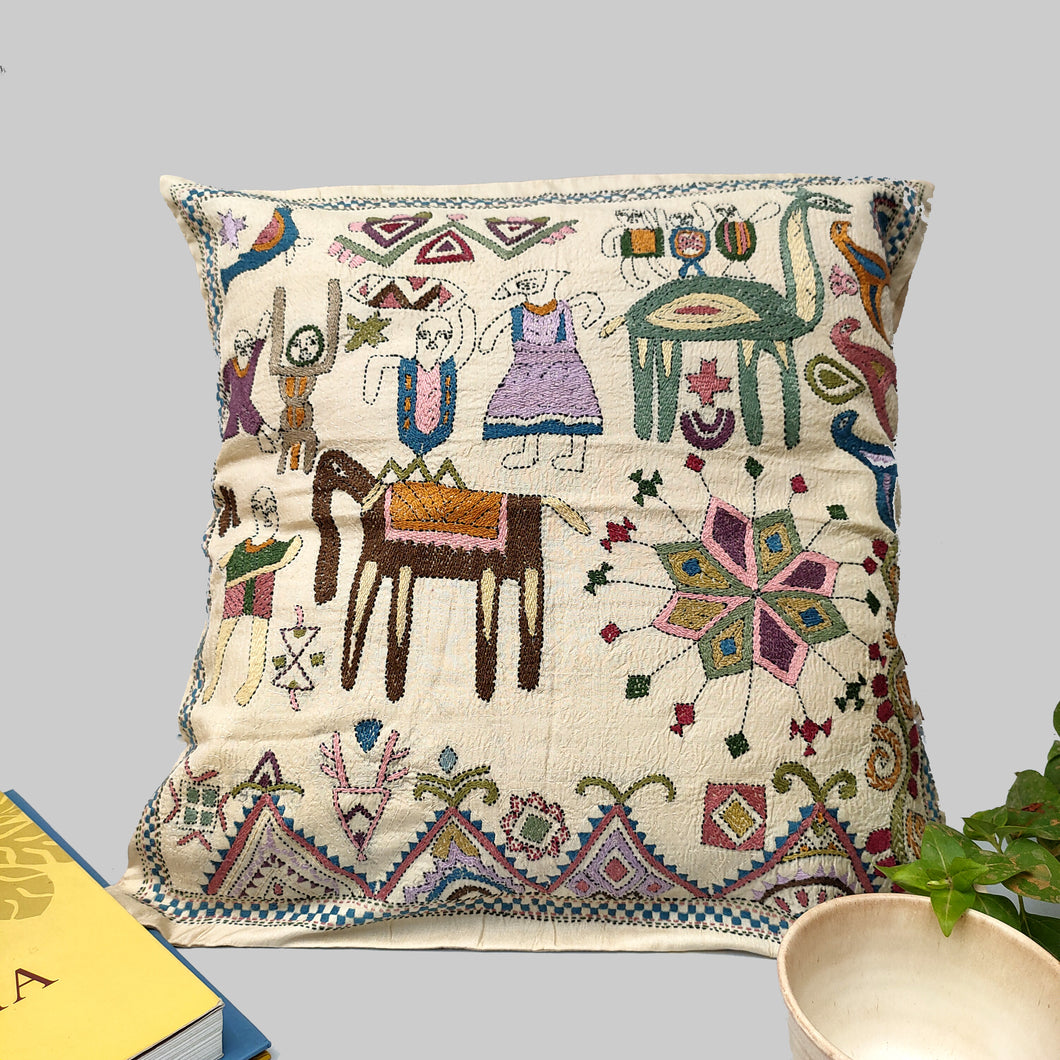 Mohenjodaro Kantha Cushion Cover