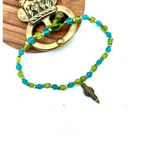 Green & Blue Dhokra & Glass Beads Payel