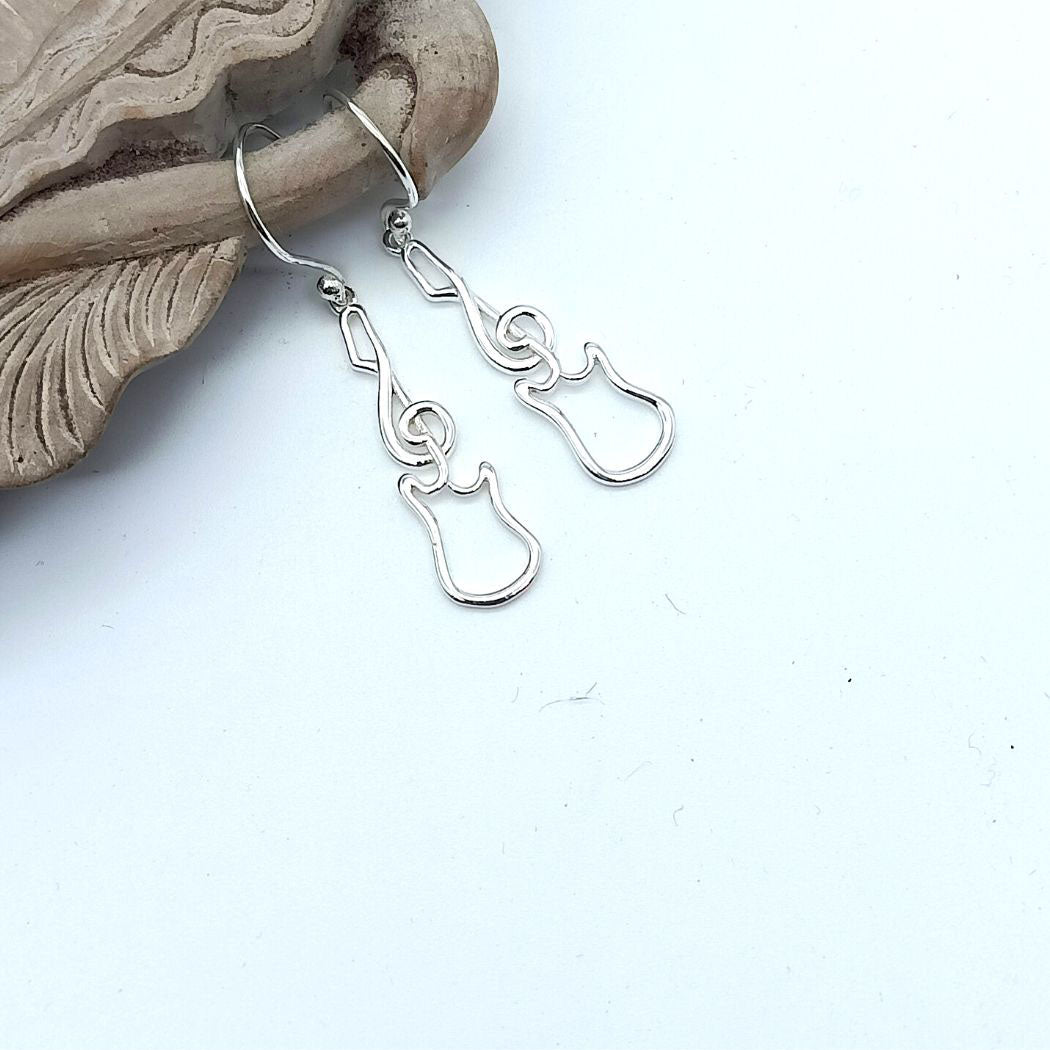 Earring With White Rhodium Plated