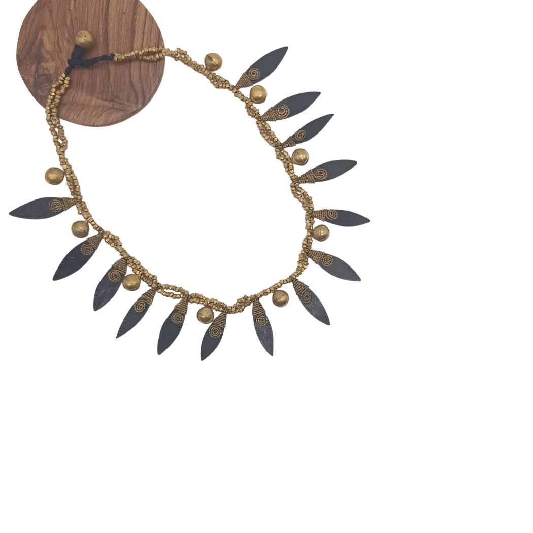Dhokra Ball & Leaf Necklace