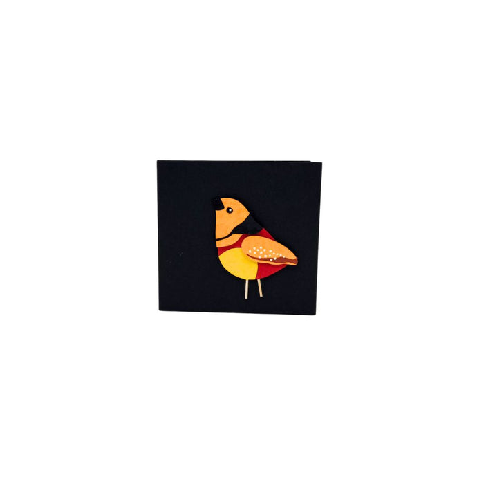 White Dots Orange & Yellow Bird With Black Beak Note Book