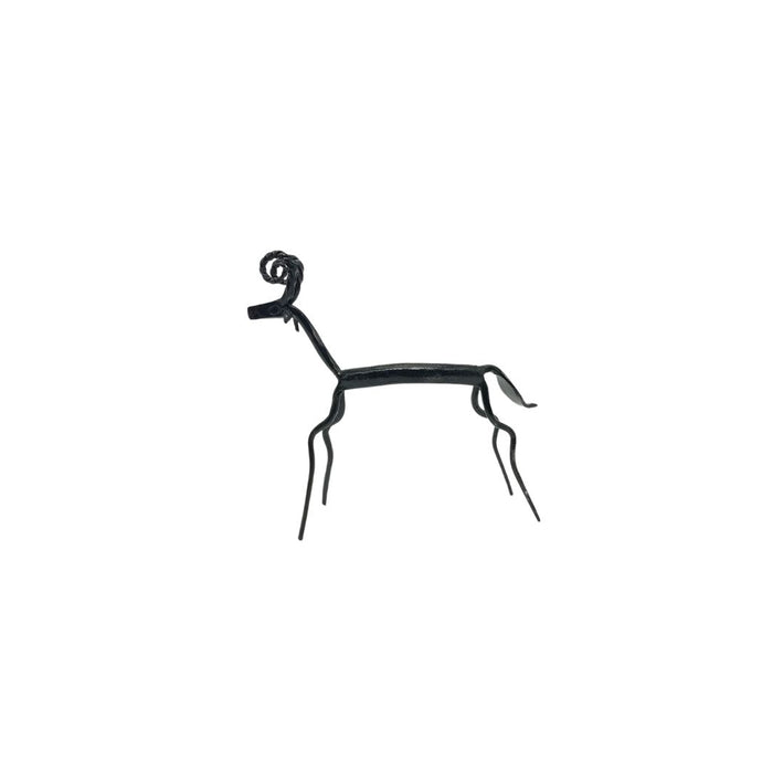 Wrought Iron Deer With Curved Horns