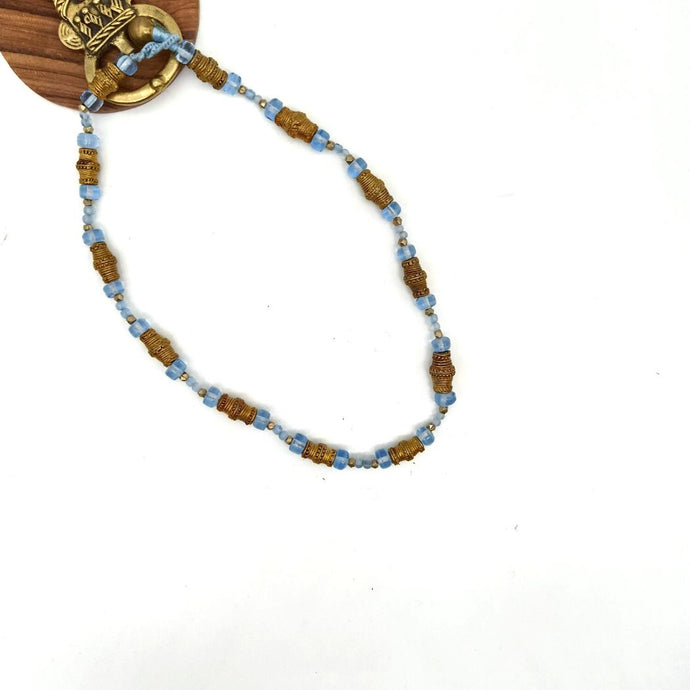 Blue Dhokra & Glass Beads Necklace