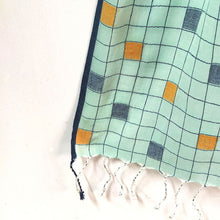 Load image into Gallery viewer, Sea Green Cotton Jamdani Stole With Checks
